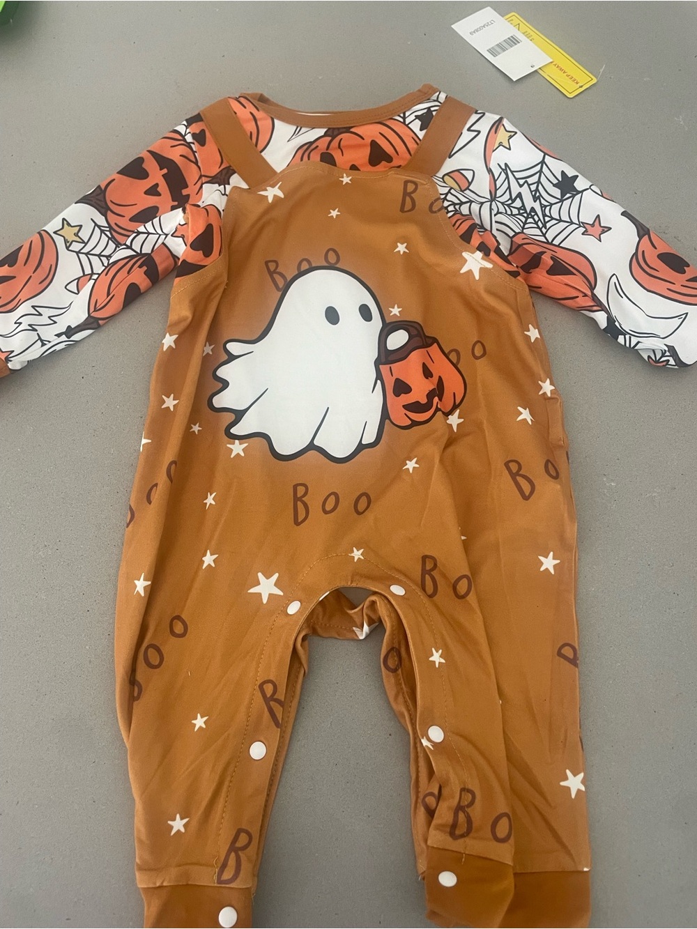 Ghost & Pumpkin Orange Halloween baby One-Piece